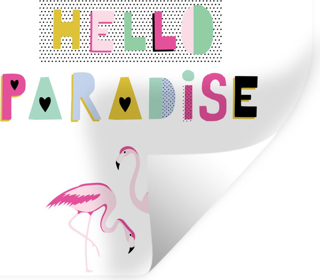 MuchoWow Wandtattoo Wandsticker Wandaufkleber Flamingo - Sommer - Rosa 30x30 cm Selbstklebend und Repositionierbar - Repositionierbar - Wasser ab...