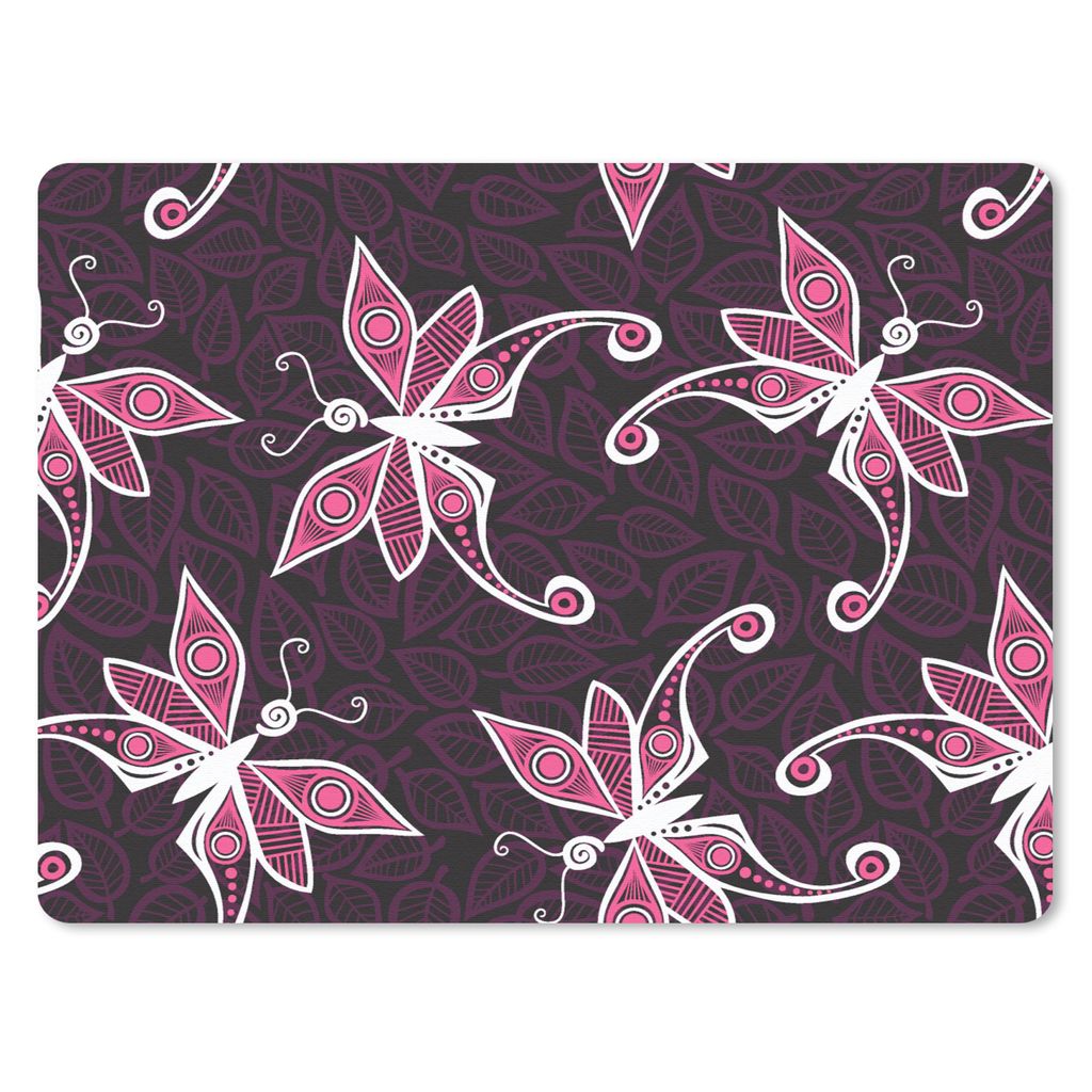 MuchoWow Mauspad Mousepad Schmetterlinge - Muster - Rosa 40x30 cm - Mousepads - Maus Mat - Pad - Mausunterlage - Anti Rutsch