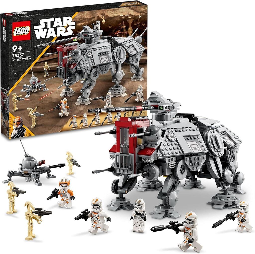 LEGO Star Wars AT-TE Walker, Bewegliches Spielzeugmodell, Set mit Minifiguren inkl. 3 Klonsoldaten, Kampfdroiden und Zwergspinnendroide 75337
