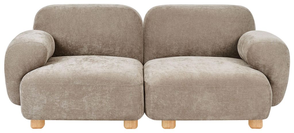 BELIANI 2-Sitzer Sofa Beige Stoff Gepolstert Modular Freistehend mit Armlehnen Niedrige Beine Modern Modulsofa Polstersofa