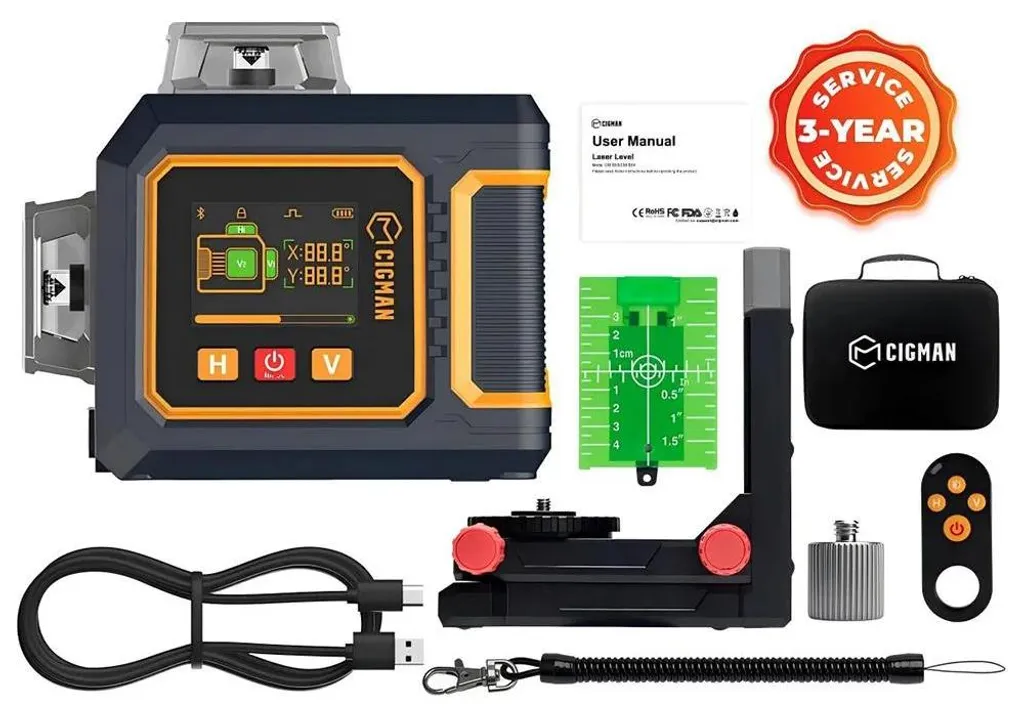 Niveau laser chantier pour carrelage et cloisons 12 lignes écran LCD