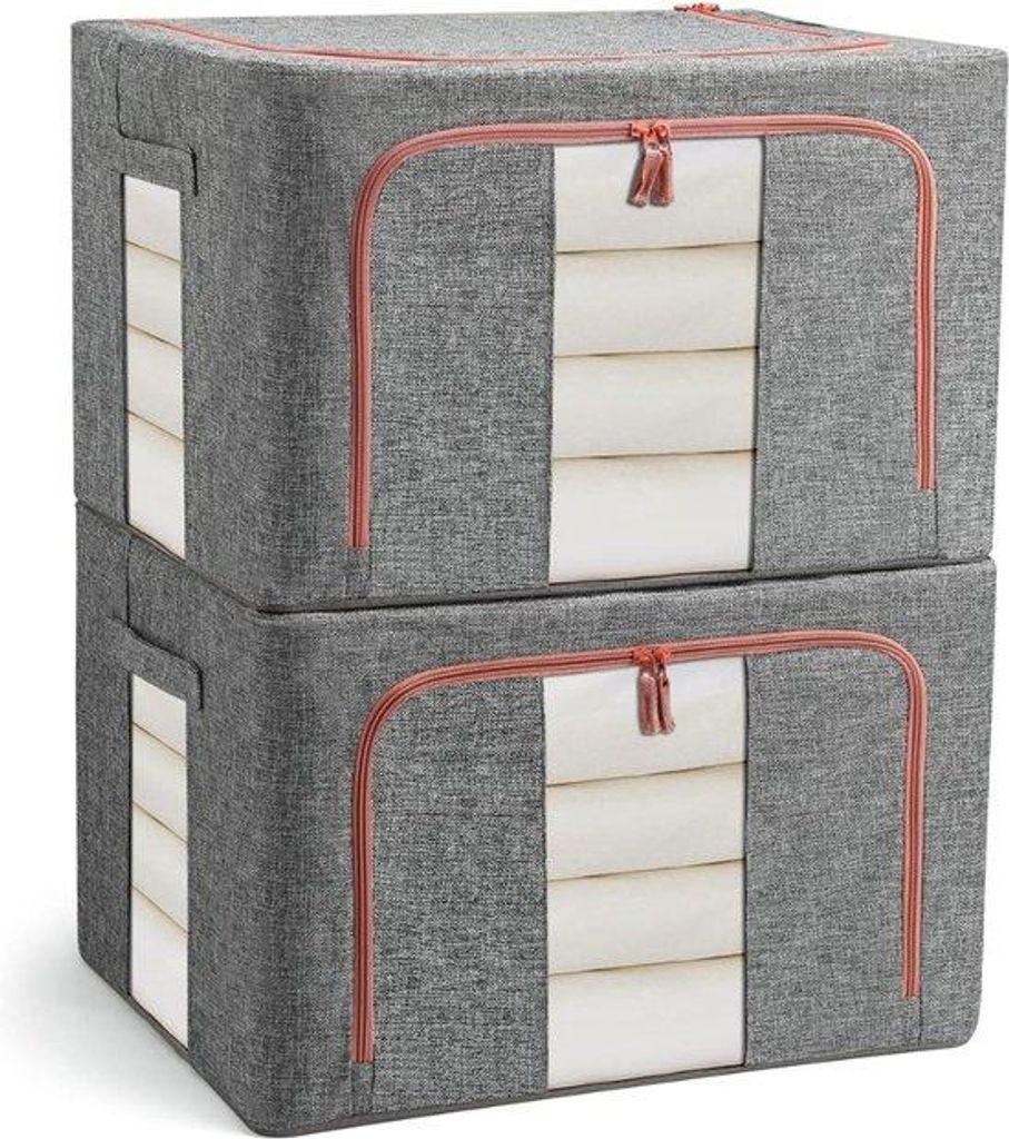 Kleideraufbewahrungsbox, 2-teilig, metallischer Rahmen, 22 Liter
