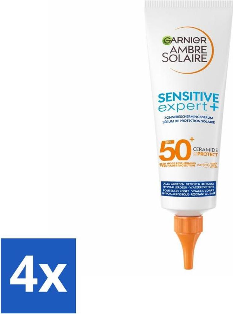 Garnier - Ambre Solaire - Sonnenschutzserum - Sensitive Expert - LSF 50+ - 125 ml - Vorteilspack - 4 Stücke