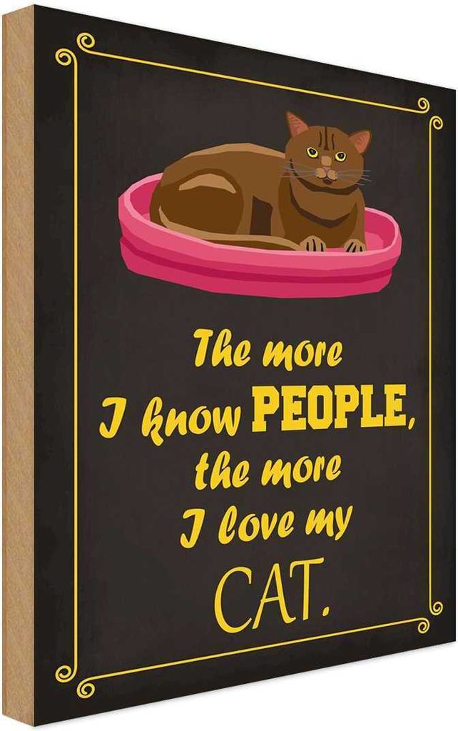 vianmo Holzschild 30x20 cm Katze i love my Cat Tier Haustier