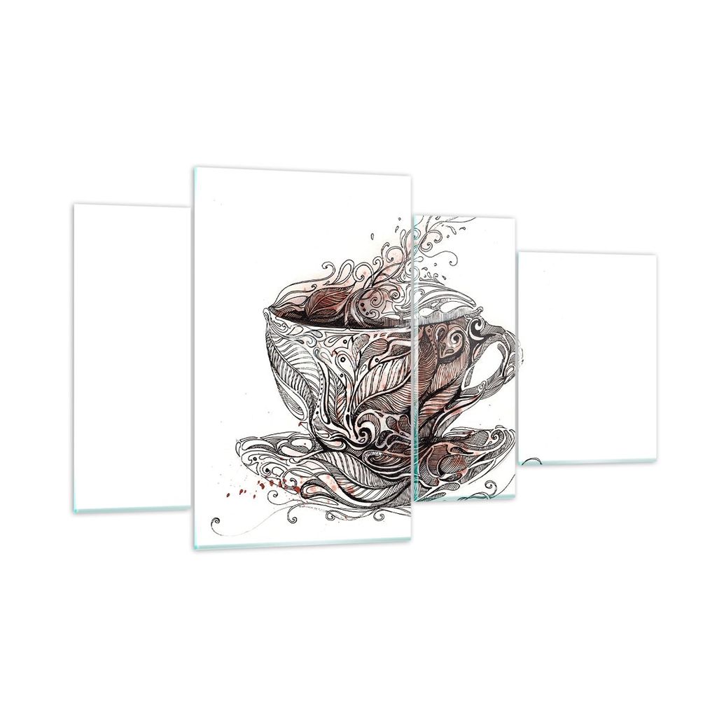 Bilder auf glas - Abstraktion Tasse Tee heiß - 120x70cm - Glasbilder - Wandbilder - Kunstdruck - zum Aufhängen bereit - Wanddekoration aus Glas -...