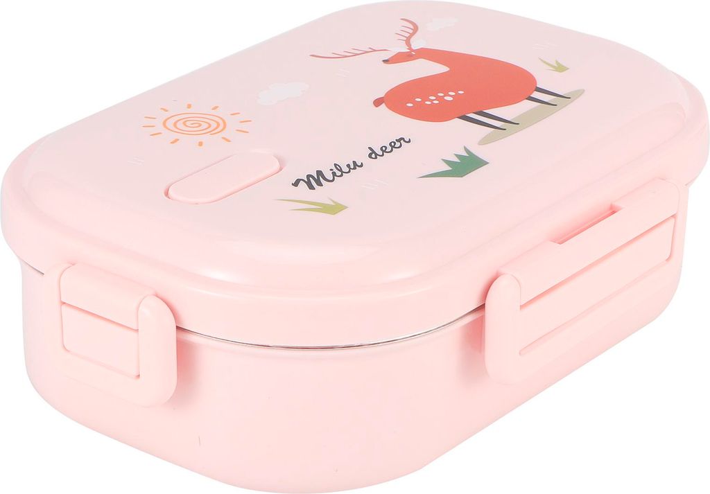 Isolierte Lunch Box Auslaufsicherer Edelstahl Bento Box Japanisches Essen Kinder Behälter (Rosa)