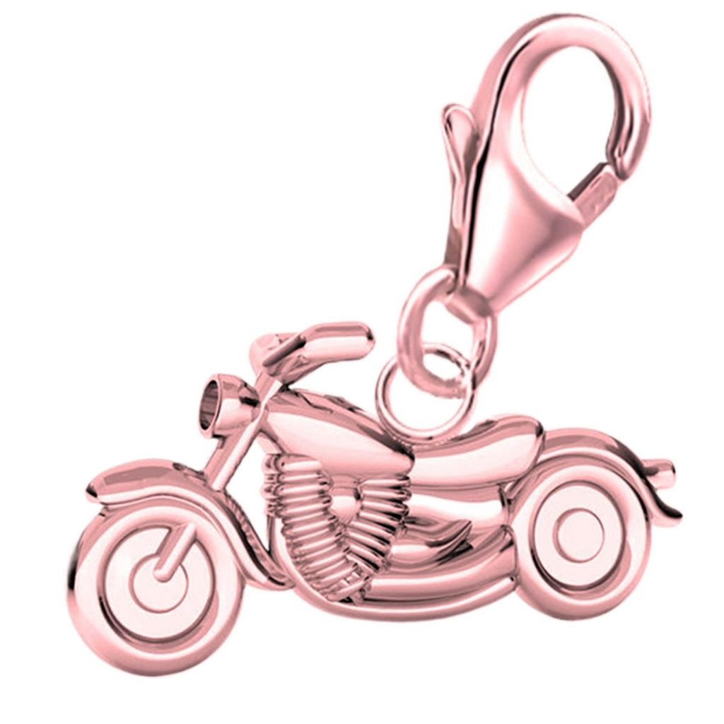 Motorrad Charm Anhänger für Biker Armband I 925 Echtsilber in Rosegold