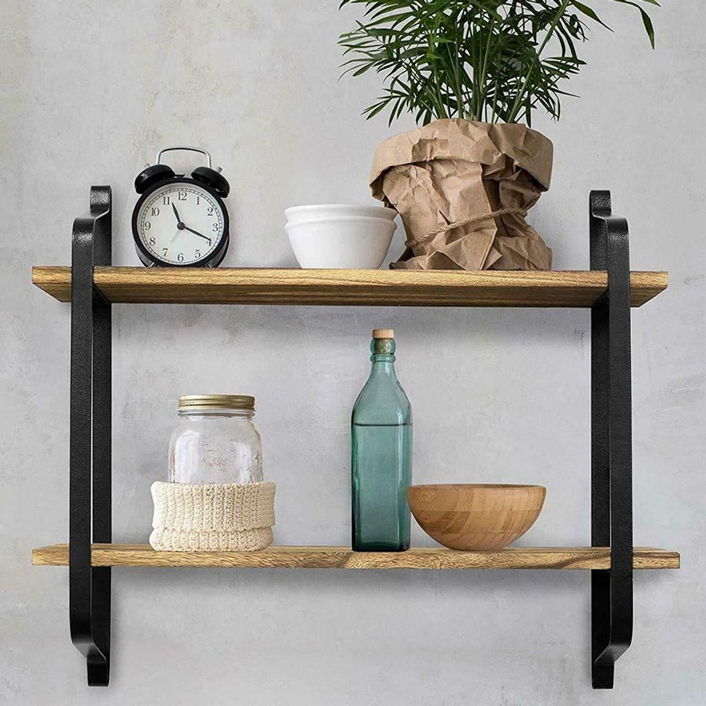 Livingandhome Wandmontiertes Regal mit 2 Ebenen – 60 x 15 Produktbild 
