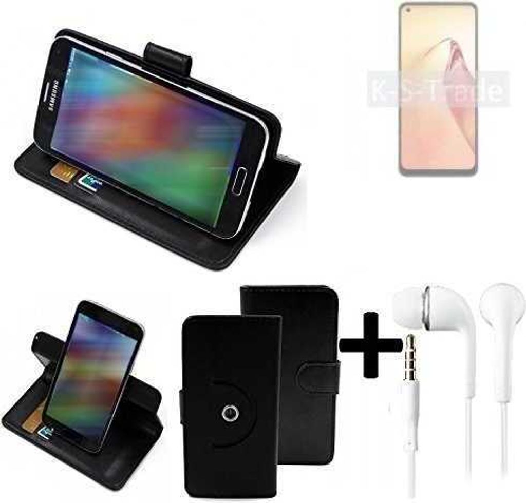 K-S-Trade Handy Hülle Schutz Hülle + Kopfhörer kompatibel mit Oppo Reno8 Handyhülle Flipcase Smartphone Cover Handy Schutz Tasche Walletcase