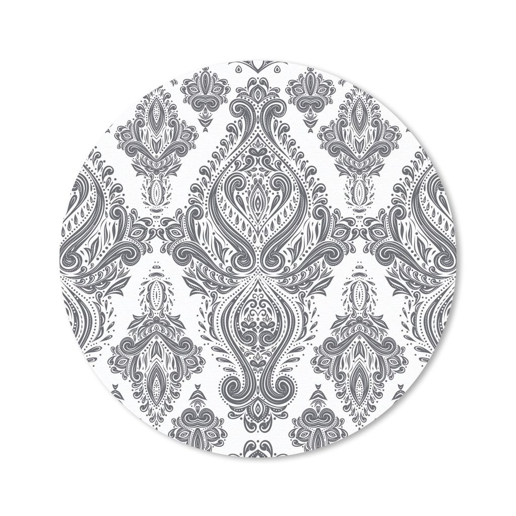 MuchoWow Mauspad Mousepad Muster - Perserteppich - Grau - Weiß 40x40 cm - Mousepads - Maus Mat - Pad - Mausunterlage - Schreibtisch Accessoires