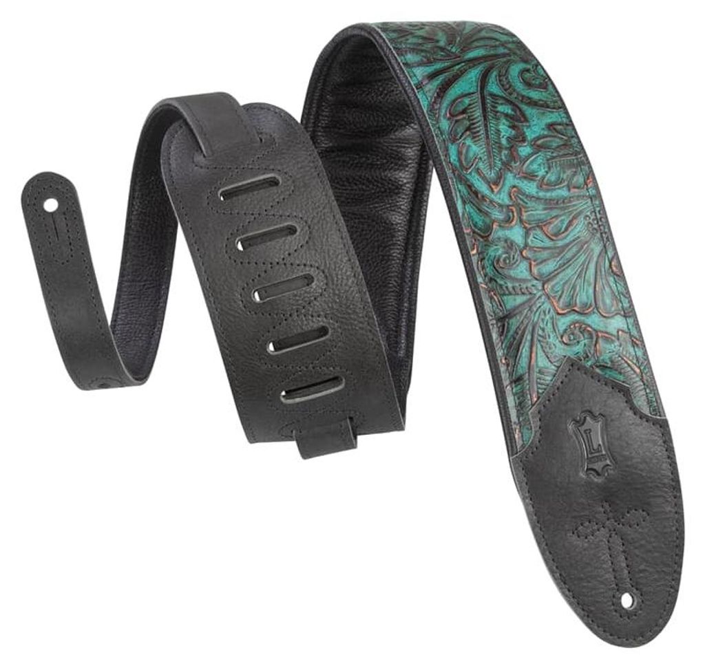 Levys Leathers M4WP-001 3'' Embossed Leather Guitar Strap Turquoise
