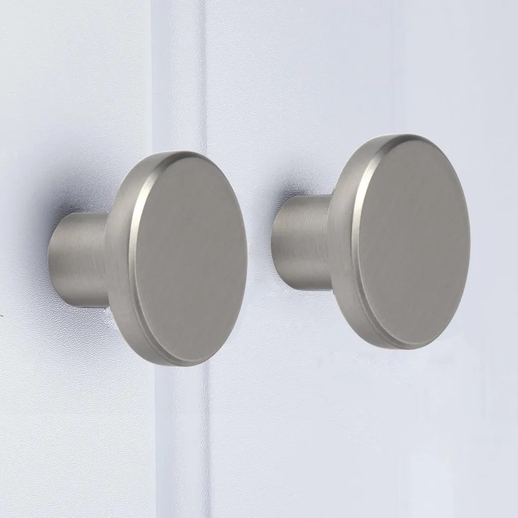 Poignées de commode en nickel brossé et aluminium, design rond vintage