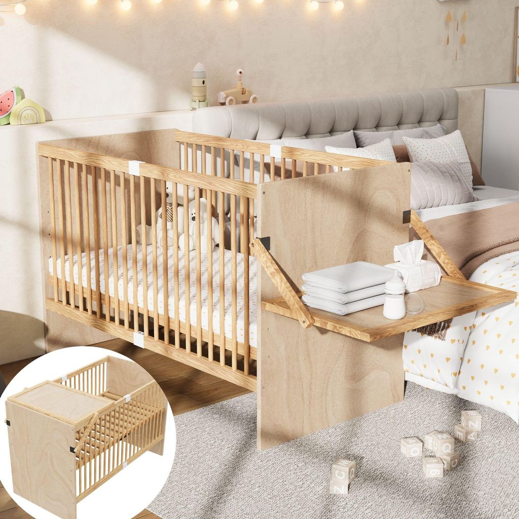 Merax ledikant met spijlen, 70 x 140 cm, babybed met Productafbeelding 