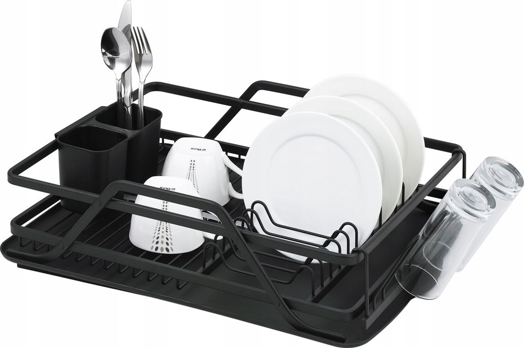 ALUMINIUM-GESCHIRRTROCKNER, Besteck mit Tablett KAMILLE KM-0751