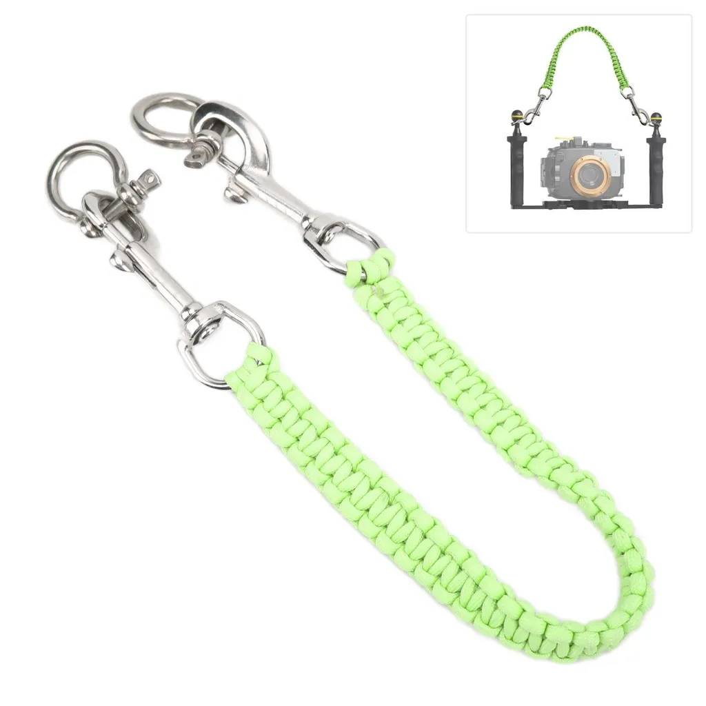 Cordon photo de plongée anti-perte inoxydable et luminescent vert fluo