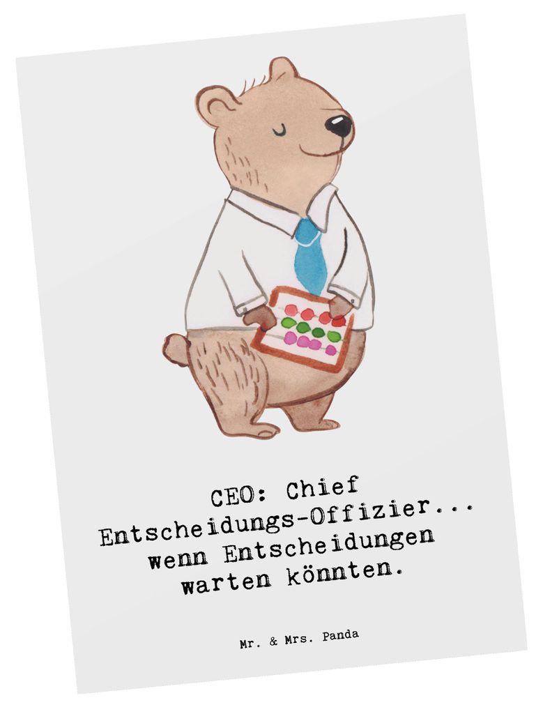 Mr. & Mrs. Panda Postkarte CEO Entscheidungen - Weiß - Geschenk, spruchkarte, Geschäftsleben, Entscheidungsfindung, Berufsprodukte, Beruf, Gesch...