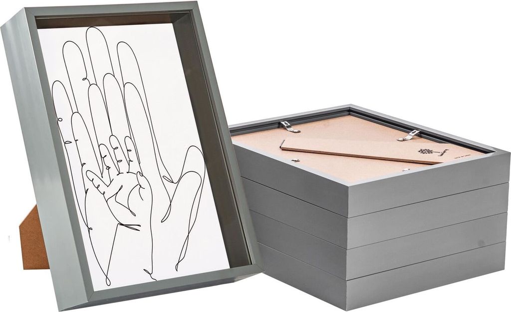 Nicola Spring Deep Box Bilderrahmen – A4 (8 x 12 Zoll) – Grau – 5er-Pack