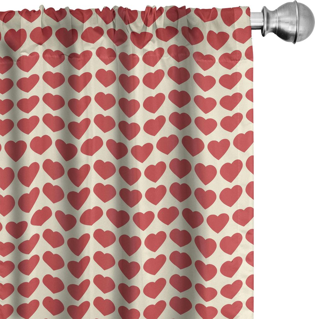 ABAKUHAUS Valentine Vorhänge, Gardinen, Vibrierendes Rot farbiges Herz formt das Fliesen-Muster, das im Liebes-Thema-Entwurf romantisch ist, 2 St...