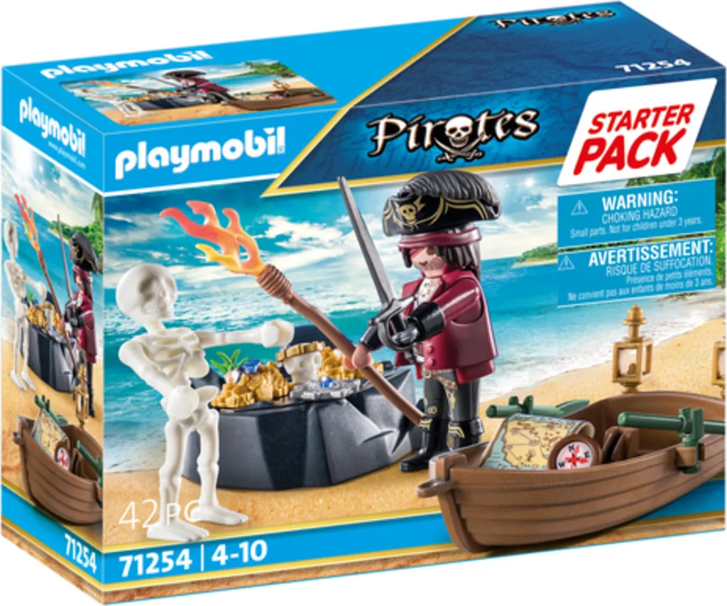 PLAYMOBIL Pirates 71254 Starter Pack Pirate avec bateau à rames jouet