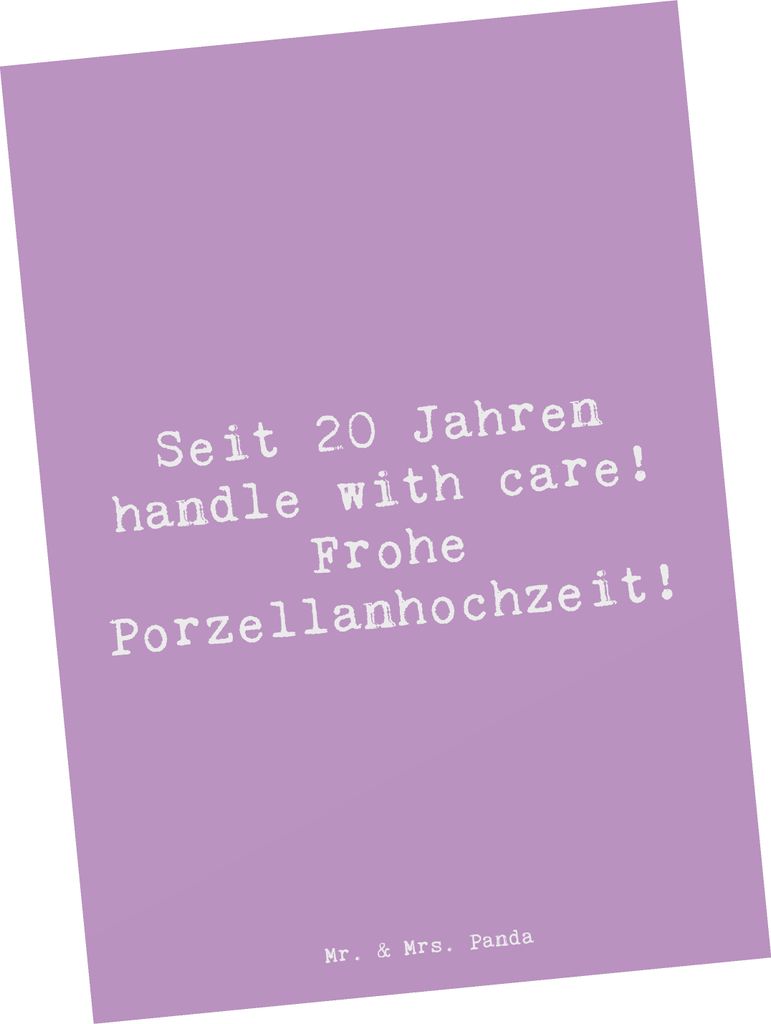 Mr. & Mrs. Panda Postkarte Spruch 20. Hochzeitstag Porzellanhochzeit - Lavendeltraum - Geschenk, Heiraten, gemeinsame Jahre, Geschenke, Ansichtskar...