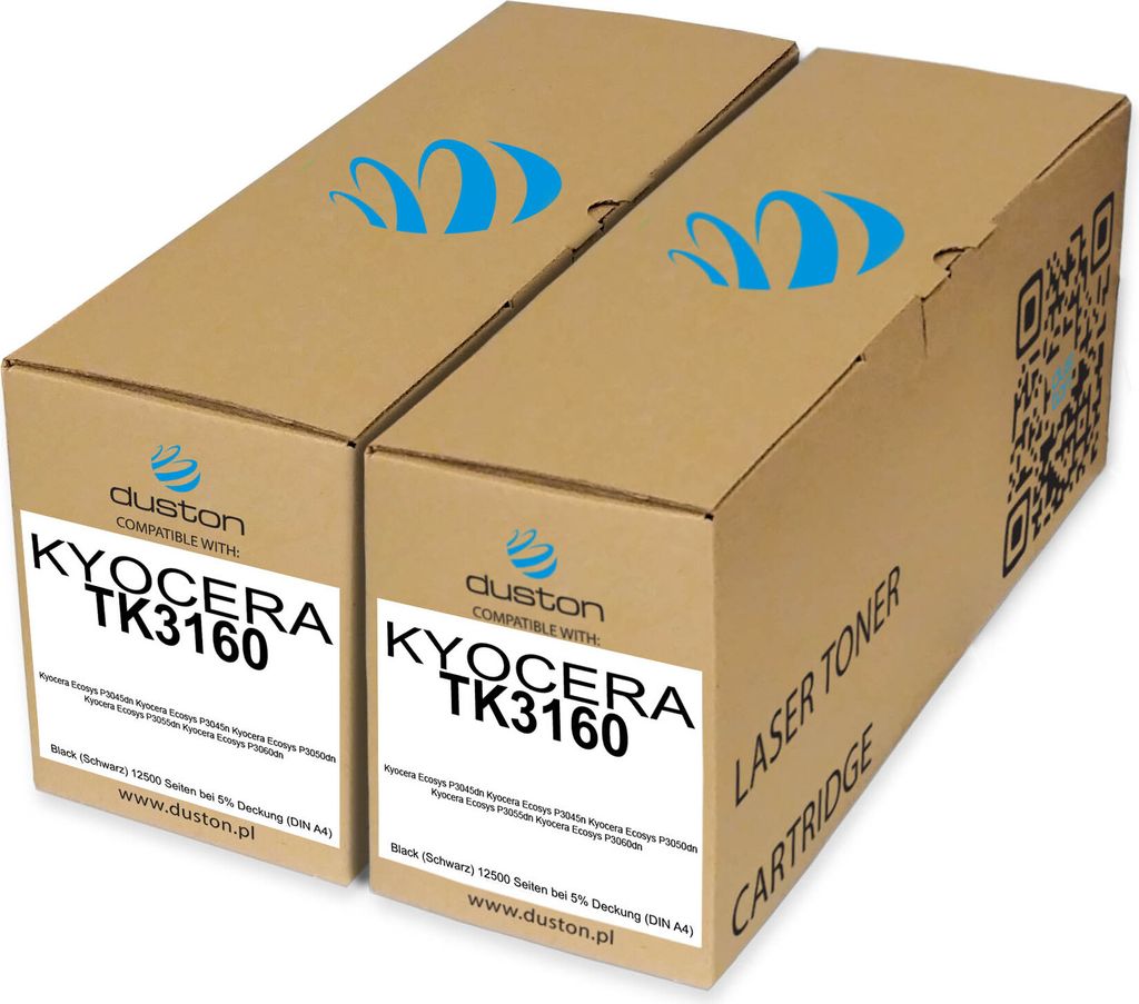 2x TK3160, TK-3160 Toner Druckertoner Patrone Schwarz kompatibel mit Kyocera Ecosys P3045dn P3045n P3050dn P3055dn P3060dn