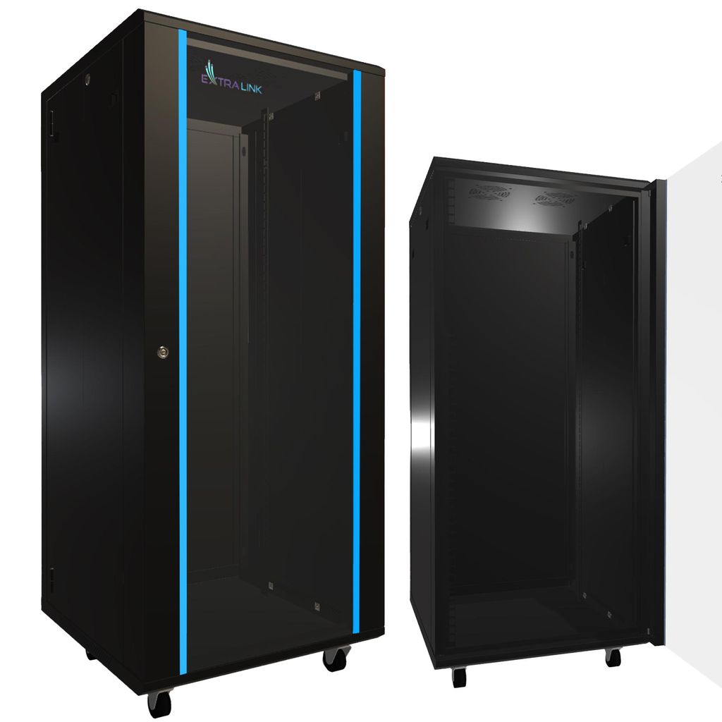 Extralink 27U Serverkast 600 x 600 mm, Zwart, Vrijstaand, Productafbeelding 