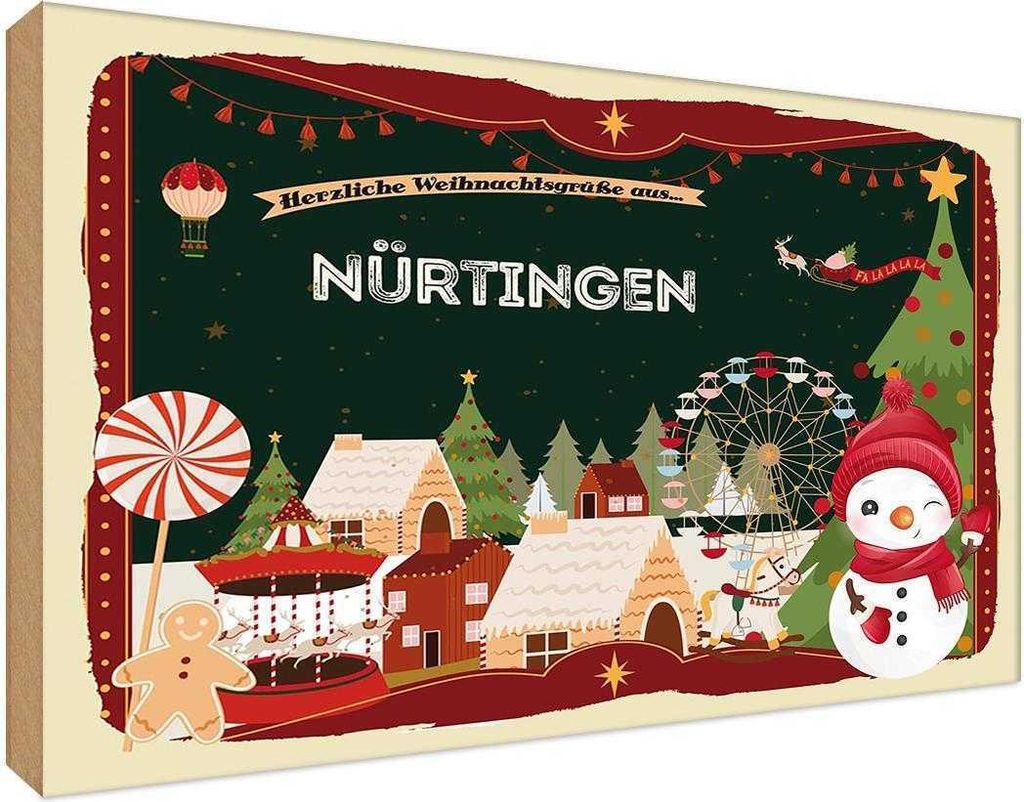 vianmo Holzschild 20x30 cm Weihnachten NÜRTINGEN