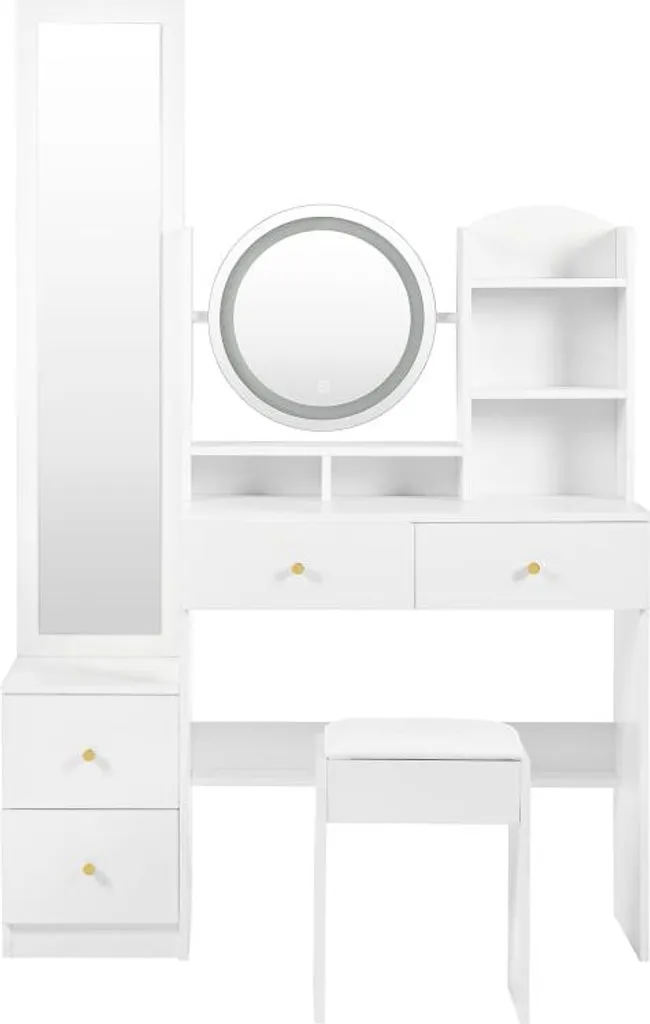 Table de maquillage blanche multifonction avec deux miroirs intégrés - 9