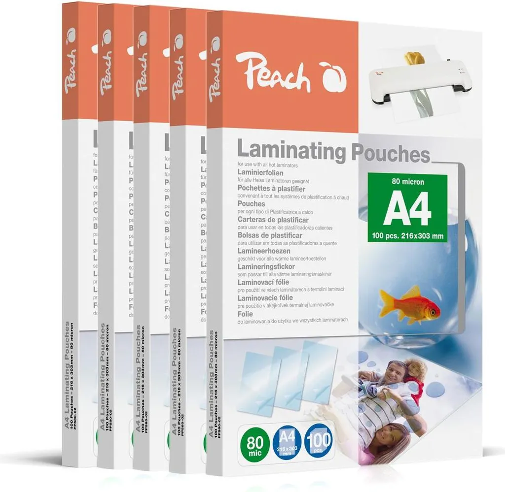 Pochettes plastifieuse A4 Peach 80mic ultra transparentes lot 500