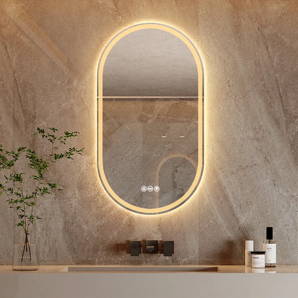 Miroir salle de bain ovale LED pour maquillage précis et sans buée