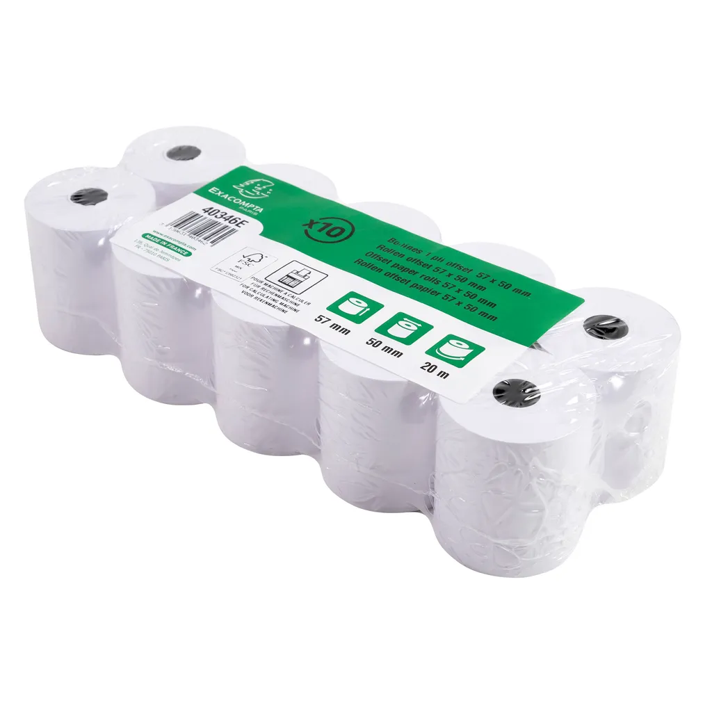 Exacompta 40346E - 50 Bobines Machine à Calculer 57x50mm Papier Offset - 3