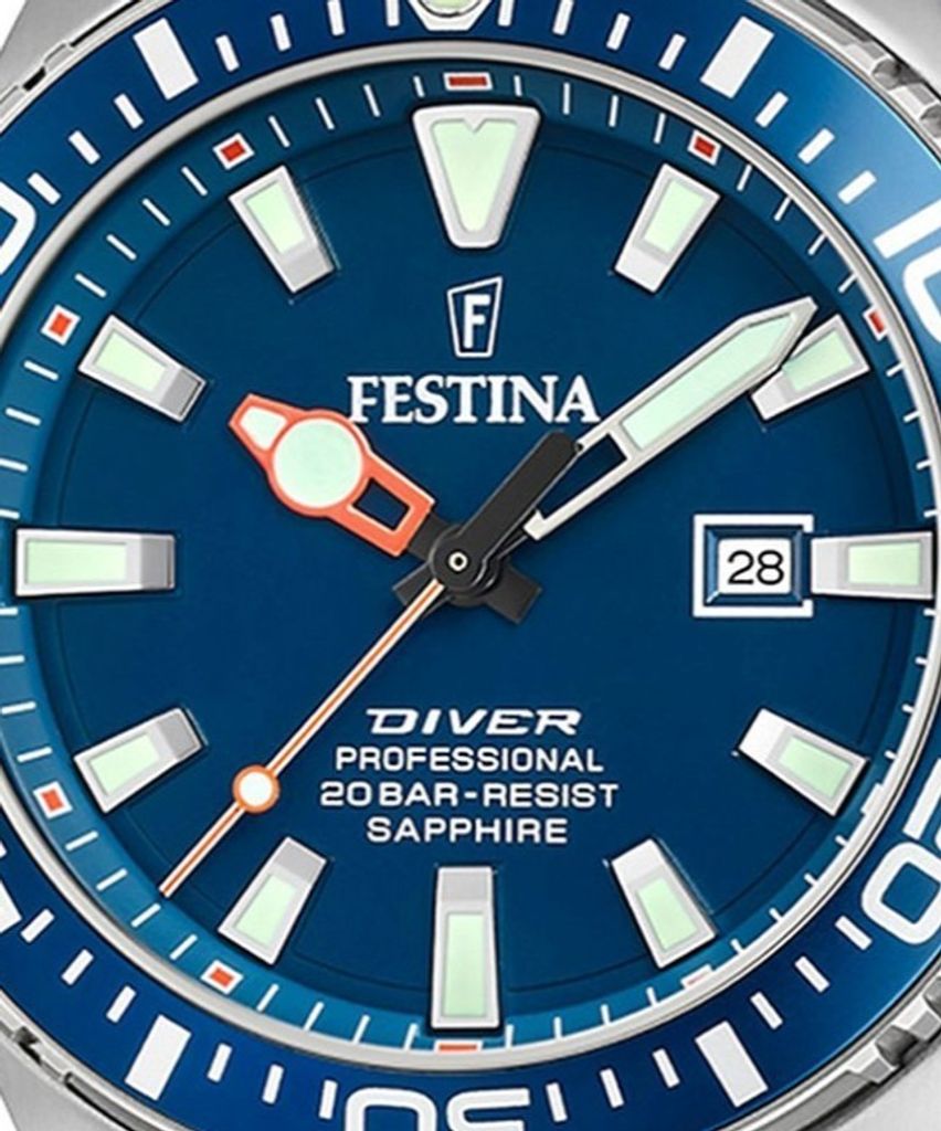 Orologio Uomo Festina F20664/1 The Originals - Cassa In Acciaio 316L, Quadrante Blu, Cinturino In Gomma Blu, Impermeabile 20 Atm