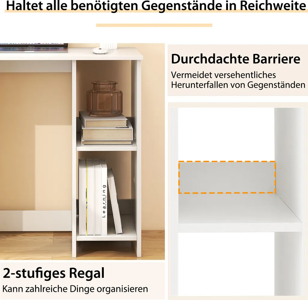 Table d'ordinateur compacte avec niches de rangement pour petit coin - 5