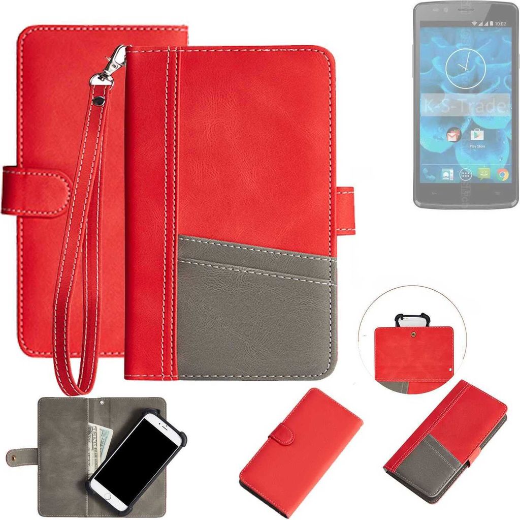 K-S-Trade Handy Schutzhülle für Qilive Q4 5.0 Hülle Portemonnee Brieftasche Klapphülle Kartenfächer Flip Wallet Case Etui