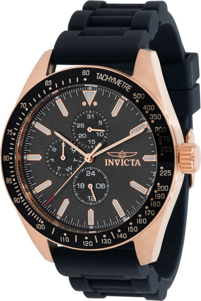 Invicta Aviator 38407 Herren uhr - Wasserdicht - Analog - Quarzuhrwerk - Edelstahl mit schwarzen zifferblat - 45mm