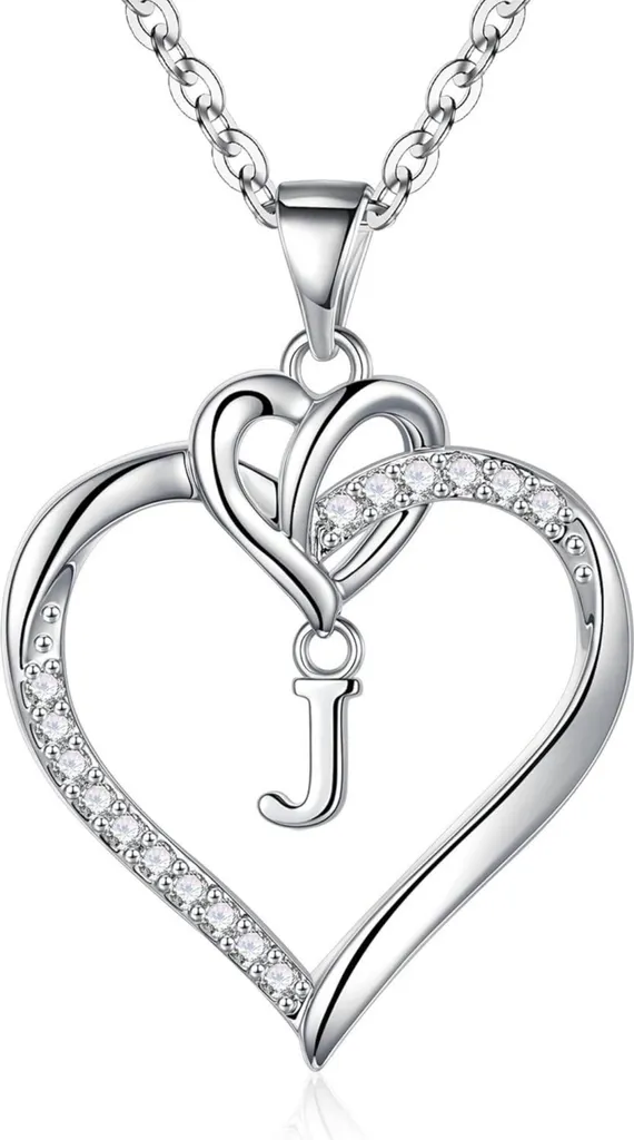 TINGN Collana con iniziali a cuore in argento placcato oro 14k - Regalo di San Valentino