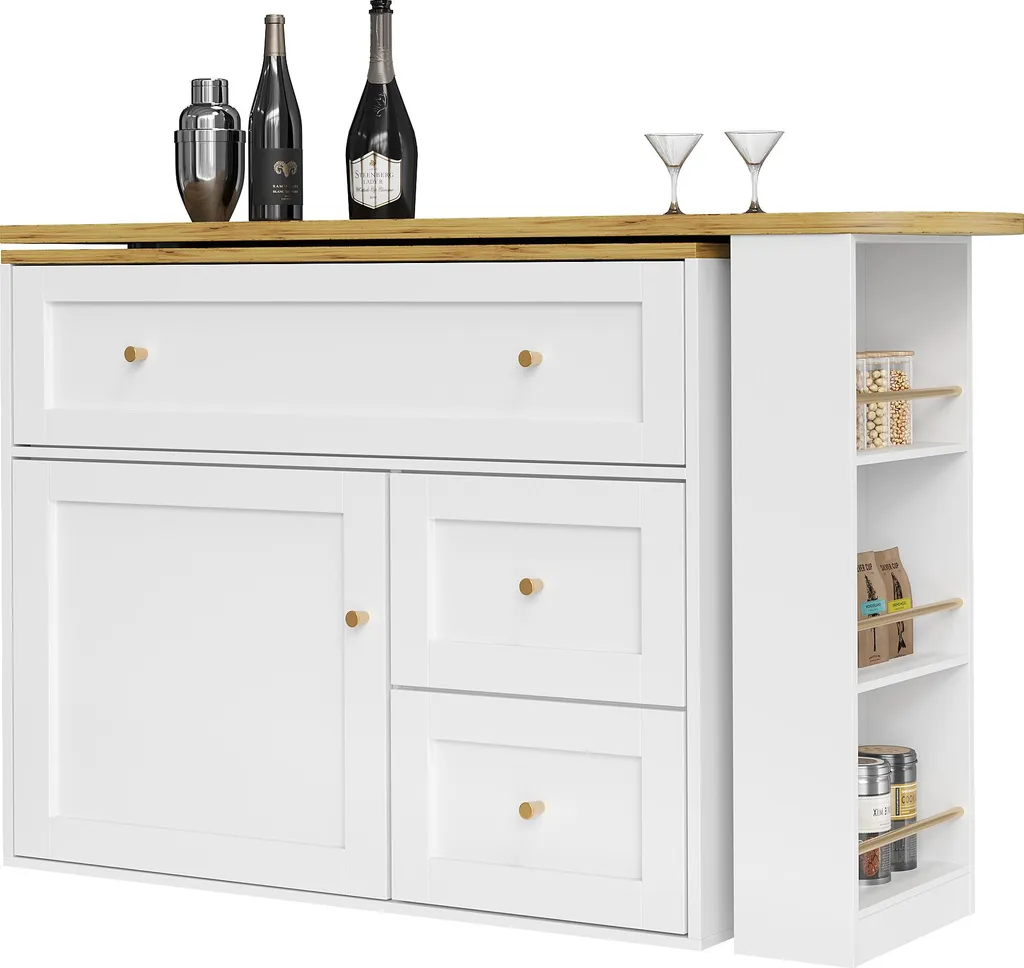 Table de bar extensible 138-204 cm en MDF et métal blanc et noir - 11