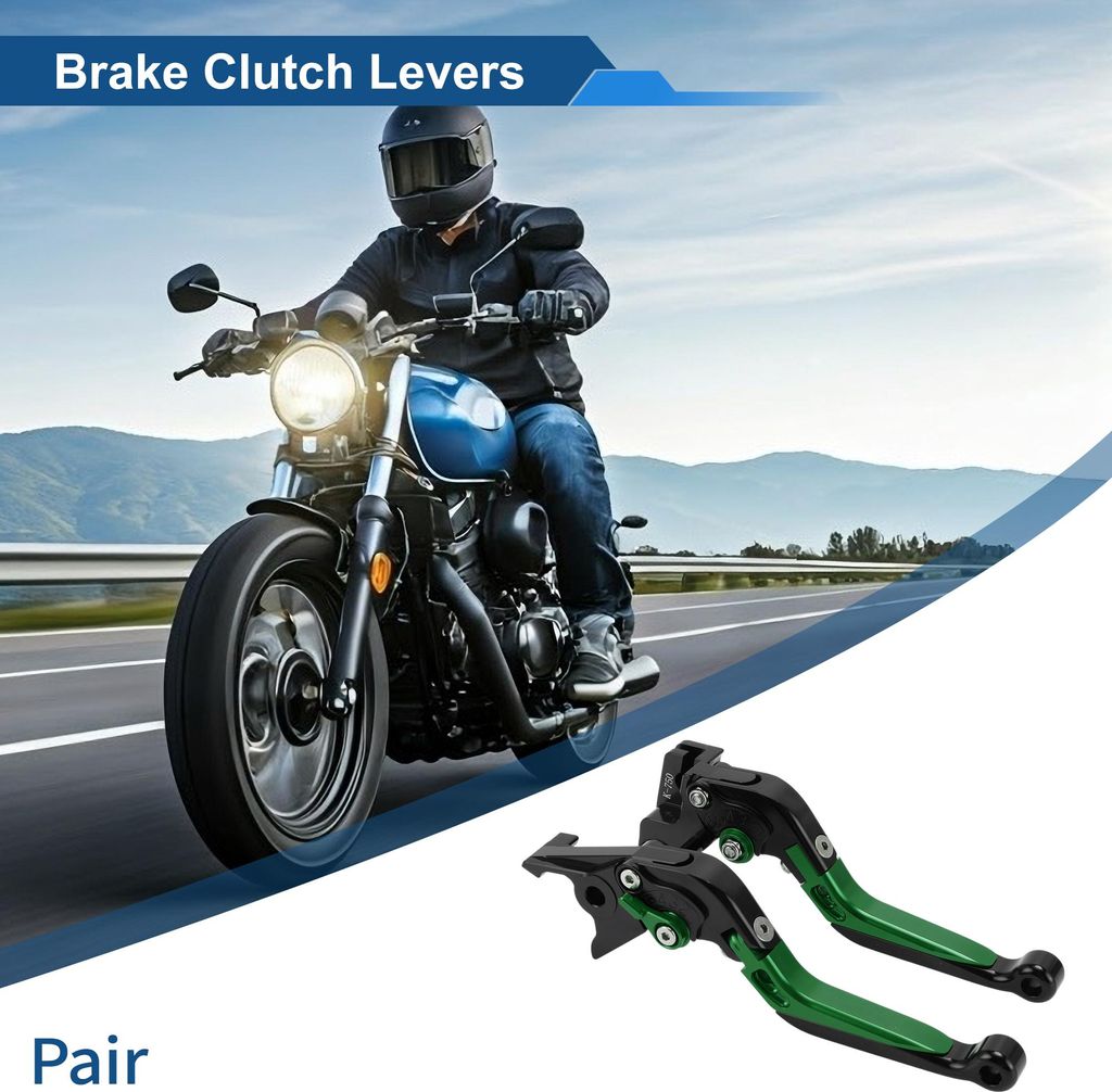 Kurze Lange Brems- und Kupplungshebel für Kawasaki Vulcan S 650 2015-2023 Verstellbare Motorradlenker Bremshebel Aluminiumlegierung Schwarzer Kopf...