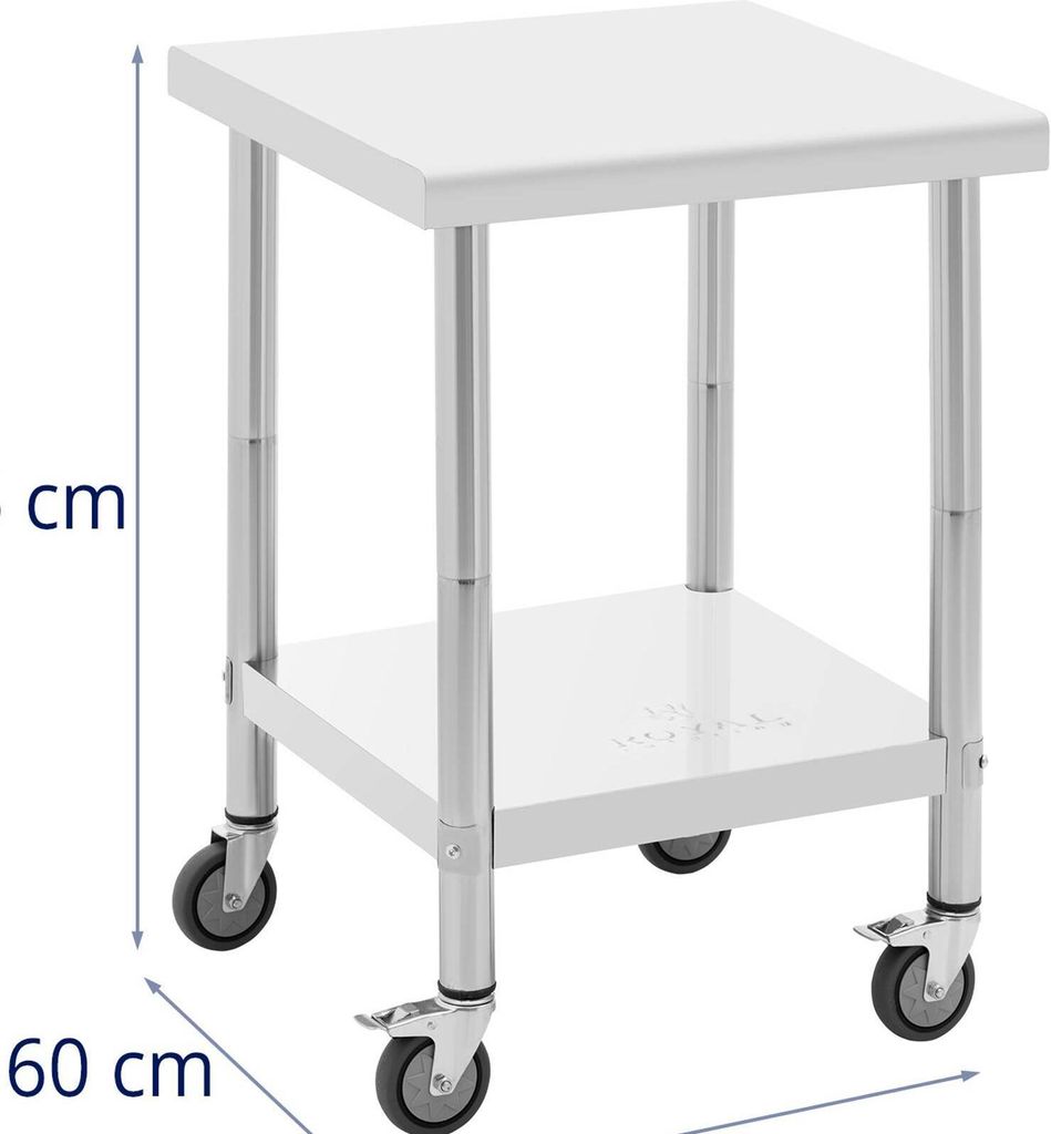 Royal Catering Edelstahltisch mit Rollen - PREMIUM - 60 x Obrázek produktu 5