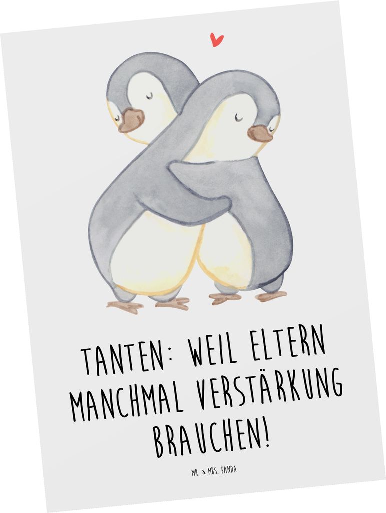 Mr. & Mrs. Panda Postkarte Liebe Tanten - Weiß - Geschenk, Produktbild 