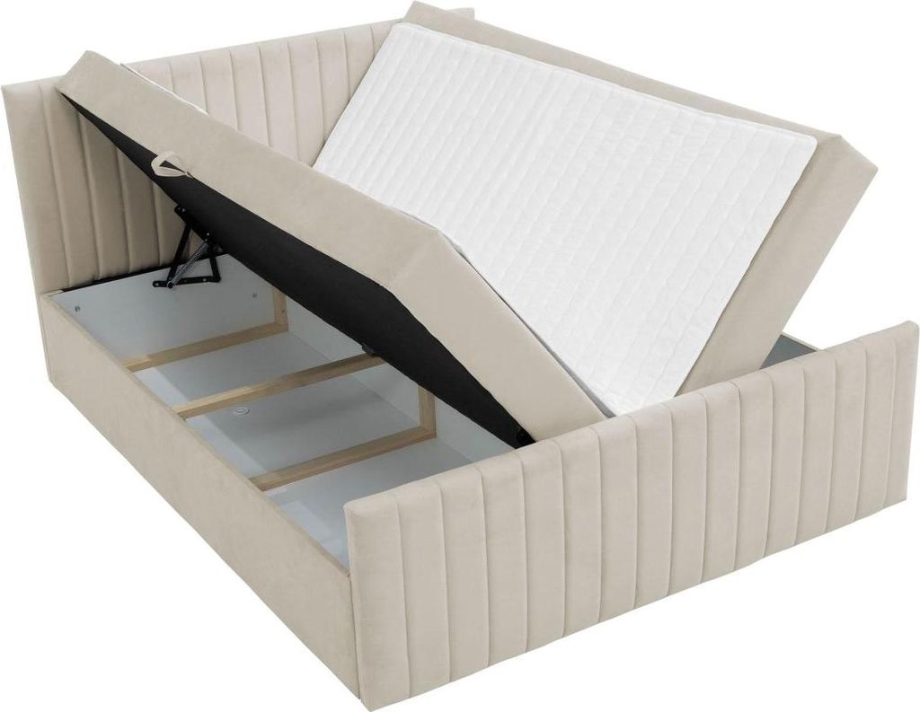 MIRJAN24 Boxspringbett mit zwei Bettkästen Tirulo Fix, Schlafzimmer, Dopellbett mit Topper (Farbe: Manila 35, Größe: 140x200 cm)