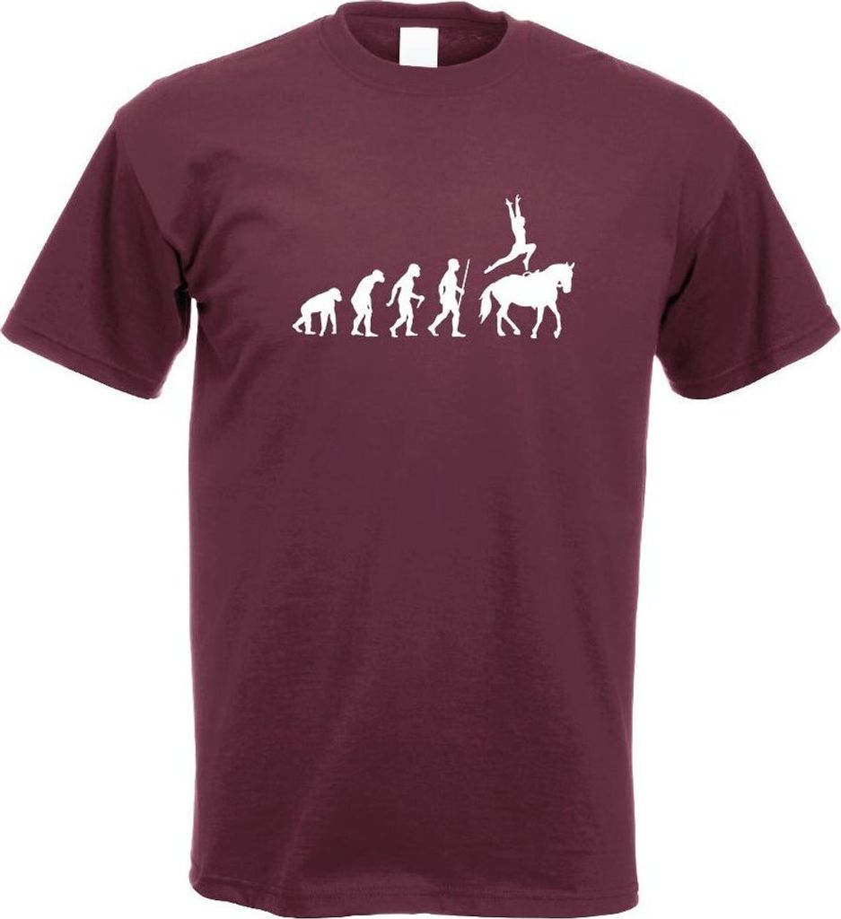 Kiwistar - T-Shirt - Burgund - Evolution Dressurreiten Motiv Bedruckt Funshirt Design Print - mit Motiv Bedruckt - Funshirt Design - Sport - Freize...