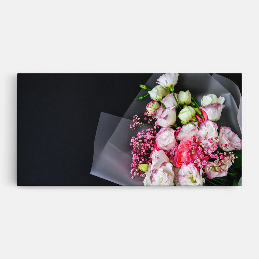 ARTHUB Leinwandbild 50x100 cm, Cute Roses Bouquet | Wohnzimmerdekoration, Hängende Bilder, Wanddekoration, Heimdekoration, Blumen, Blumenstrauß