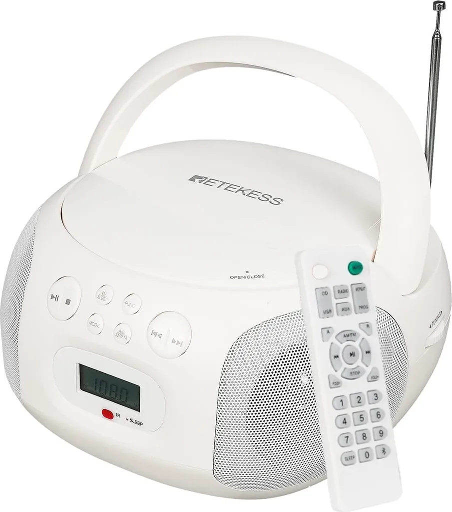 Retekess TR636 Radio CD avec Télécommande et Bluetooth - Blanc Compact