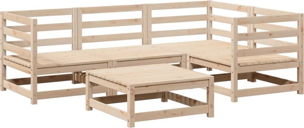 vidaXL Set di divani da giardino 5 pezzi in legno di pino Immagine del prodotto 
