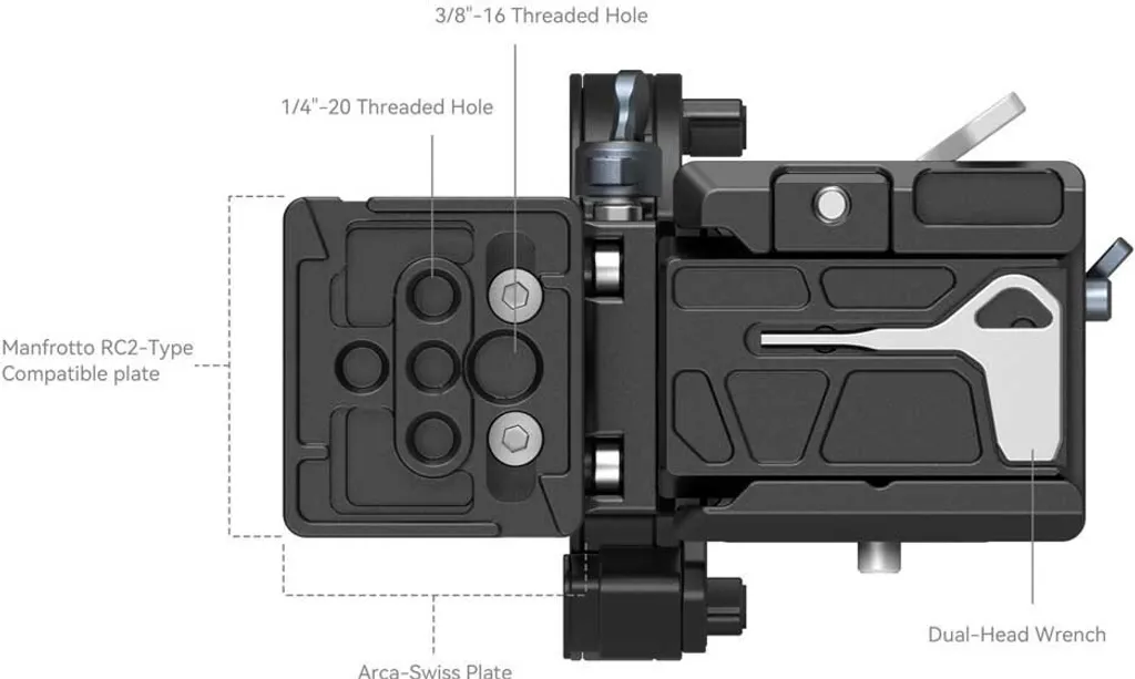 SmallRig 4244 Plaque de Montage pour Caméra - Support de Fixation Robuste - 6