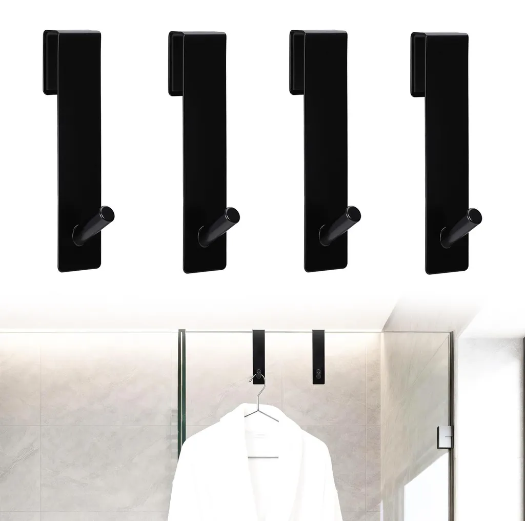 Porte-serviette sans perçage en inox noir avec protection anti-rayure