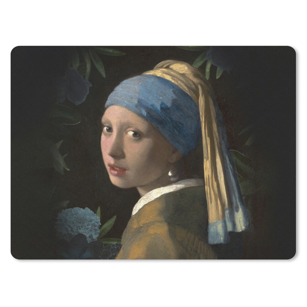 MuchoWow Mauspad Mousepad Das Mädchen mit dem Perlenohrring - Johannes Vermeer - Blumen 40x30 cm - Mousepads - Maus Mat - Pad - Mausunterlage - ...