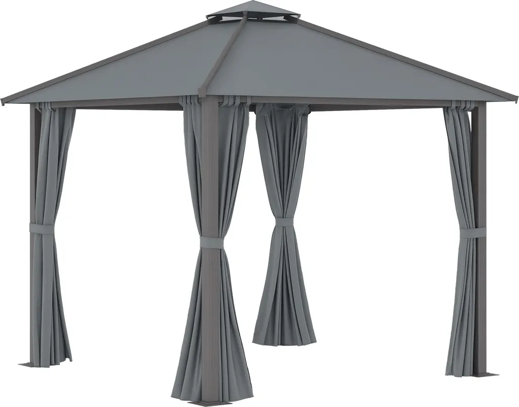 Pavillon de jardin 3x3m avec parois latérales et toit de ventilation