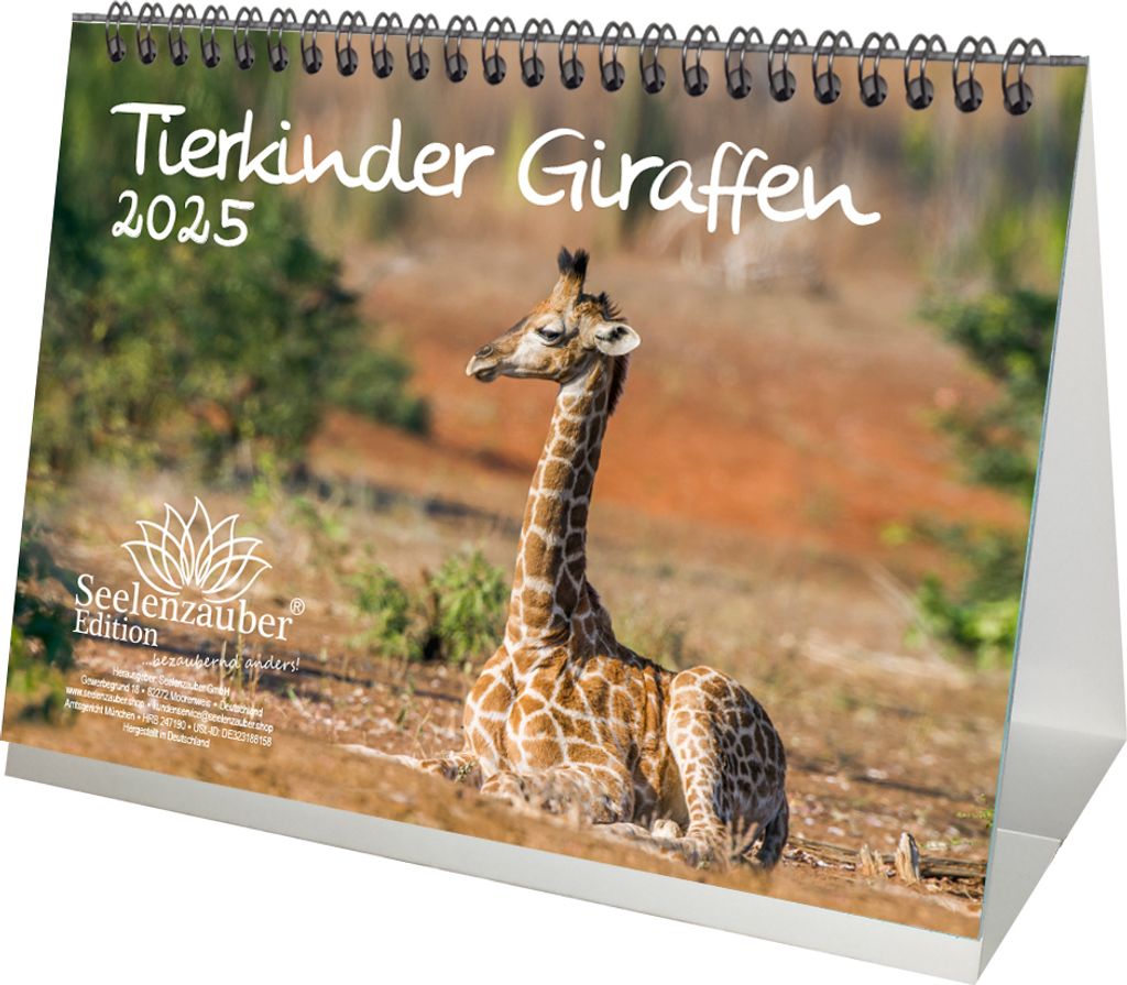 Tierkinder Giraffen DIN A5 Tischkalender für 2025 Giraffen - Seelenzauber
